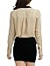Allegra K Lady Stand Collar Button Closure Chiffon Shirt Beige XL