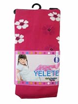 Girls Fashion Tights - Girls Leggings Pink w/ Flowers - (Size Medium- Ages 4-6 Years)