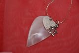 Sterling Silver Hindu Heart & Star Charm-Shell Necklace