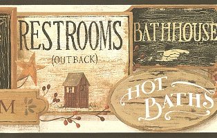 Bathroom Signs Wallpaper Border