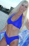 Royal Blue Halter Bra and Moderate Coverage Twist Bottom