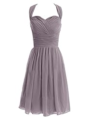 Short Sweetheart Chiffon Backless Halter Bridesmaid Dress/Party Dress 