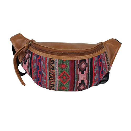 Medium Size Tribal Aztec Fabric Fanny Pack, Fits up to 49 in Waist