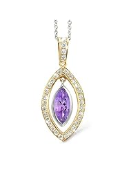 Twin Marquis Diamond Pendant In 18K Yellow Gold With A 0.48 ct. Genuine amethyst Center Stone.