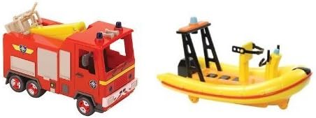 2 Fireman Sam Push Along Vehicles -Neptune Boat And Jupiter Fire Engine by little characters