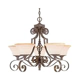 Savoy House KP-1-6028-5-72 SS2P Rustic Bronze Valencia Wrought Iron 5 Light Up Lighting Chandelier f