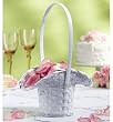 9.5" White Wicker Wedding Flower Girl Basket
