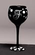 Winogram - Monogram Black Polka Dot Wine Glass - F