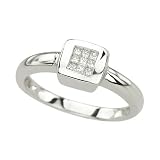 14K White Gold 0.09 ct. Princess Cut Diamond Ring