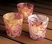 Rose Glass Tea Light Holders, Set of 3