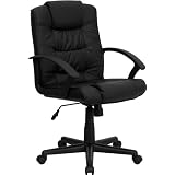 Eco-Friendly Black Leather Mid-Back Office Chair