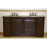 72" Bathroom Furniture Baltic Brown Granite Top Double Sink Vanity Cabinet 718BB