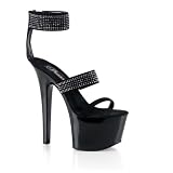 3/4 Inch Sexy High Heel Shoes Stiletto Heel Triple-Band Platform Sandal With Rhinestones CLEARANCE