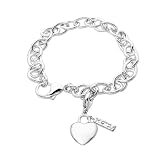 41yvgNkKckL. SL160  Sterling Silver Heart Link Charm Starter Bracelet, 7.5