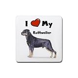 I Love My Rottweiler Rubber Square Coaster (4 pack)