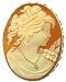 Jewelry : Cameo Pin Pendant, Reflection of Youth, Solid 14k Gold Framed, Carnelian Conch Shell, Italian, Hand Made, with 18k Gold Necklace and Diamond, One of a Kind, Exceptional Buy, Collectors Item Great Gift