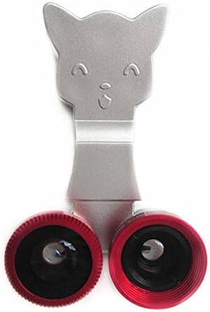 CiDoss Red Catlens 3-in-1 Universal Clip on Detachable Wide Angle+Macro+Fish-eye Lenses Kit for iPhone 4 4S 4G 5 5G 5S 5C Samsung Galaxy S2 I9100 S3 I9300 S4 I9500 Note1/2/3,BlackBerry