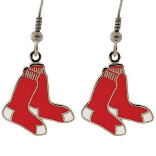 These silver colored earrings are painted with vibrant red enamel and make a visible, stylish statement on your head! Don't leave your Red Sox pride at home