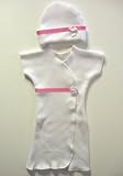 White Gown Set with Pink Polka Dot Trim (Four preemie and newborn sizes!)