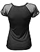 Awesome21 Women's Casual Mesh Sleeve Pointed Tops