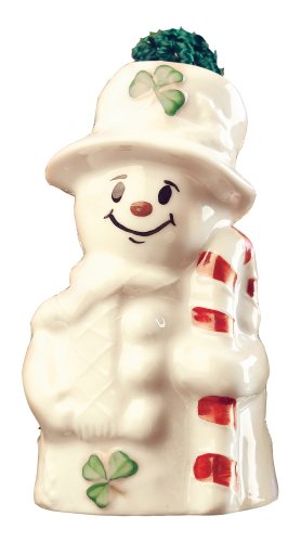 Belleek Candy Cane Snowman Ornament