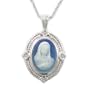 Sterling Silver Blue Agate Madonna Cameo Pendant, 18"