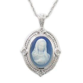 Sterling Silver Blue Agate Madonna Cameo Pendant, 18 by Amazon.com Collection