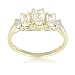 10k Yellow Gold April Birthstone 3-Stone White Topaz with Diamond-Accent Ring, Size 6