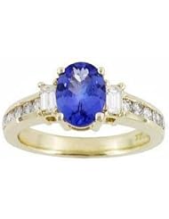 14K Yellow Gold Tanzanite and Diamond Ring -- LIFETIME WARRANTY
