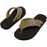 NHL Colorado Avalanche Unisex Frayed Flip Flops - Khaki (Large)