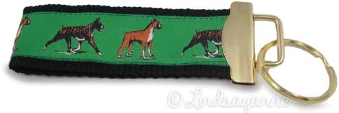 Boxer Dog Breed Keychain Wristlet FOB - Green