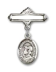 Sterling Silver Baby Badge with St. Elizabeth Ann Seton Charm and Polished Badge Pin