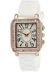 FMD White Crystal Accented Rubber Womens Watch FMDCT401