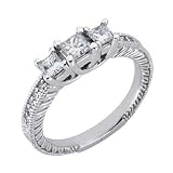 14k White 3 Stone 0.75 Ct Diamond Engagement Ring - Size 7.0