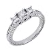 14k White 3 Stone 0.75 Ct Diamond Engagement Ring - Size 7.0