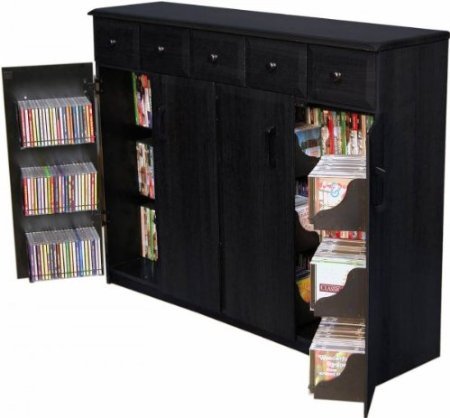 VHZ Entertainment Multimedia Cabinet with Library Style Drawers Finish: Dark Walnut and Black On Sale