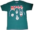 KISS Group Faces & Logo Forest Green Mens T-shirt