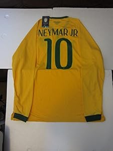 Authentic Nike Neymar Jr #10 Brazil Brasil 2014 FIFA World Cup X-Large Yellow & Green Home Long Sleeve Players Issue Soccer Jersey