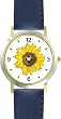 Sun Flower or Sunflower - WATCHBUDDY&reg; DELUXE TWO-TONE THEME WATCH - Arabic Numbers - Blue Leather Strap-Children's Size-Small ( Boy's Size & Girl's Size )