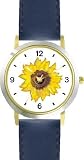 41yvzPkXT6L. SL160  Sun Flower or Sunflower   WATCHBUDDY® DELUXE TWO TONE THEME WATCH   Arabic Numbers   Blue Leather Strap Womens Size Small