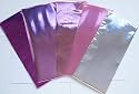 Pink and silver selection of rub on transfer foils for cardmaking & craft