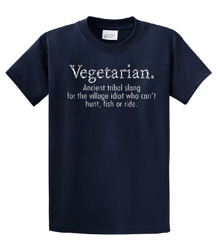 Vegetarian T-Shirt, Funny T-Shirts Vegan, Large, Navy Blue