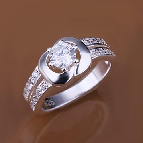 CY-Buity Korean Style 925 Sliver Plated Apple Inlay White Zircons Shining Finger Ring 7 Size
