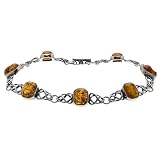 Sterling Silver Celtic Design Amber Bracelet