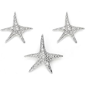 Sterling Silver With CZ Starfish Earring And Pendant Set