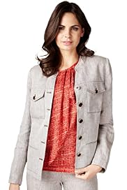 Per Una Pure Linen Open Neck Collar Jacket