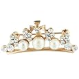 Row Of Faux Pearl And Rhinestone Celtic Cross Brooch Pin