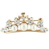 Row Of Faux Pearl And Rhinestone Cross Pugster Brooch
