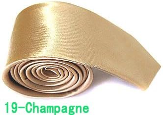 1pc Retail Cheap British Casual Style Tie for Men Plain Narrow Arrow Necktie Skinny Solid Color Neckwear WHS28 (Champagne-19)