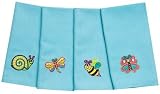 Fabkins Everyday Organic Cloth Napkins for Kids (Garden Friends--Solid Turquoise)